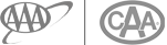 The image shows two circular logos side by side, with "AAA" on the left and "CAA" on the right, both featuring similar designs.